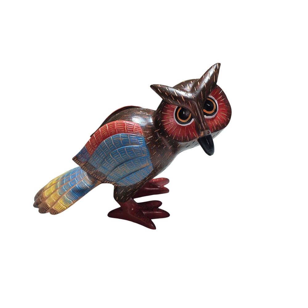 HANDCRAFTED OXACAN ALEBRIJES ORNATE OWL FIGURINE